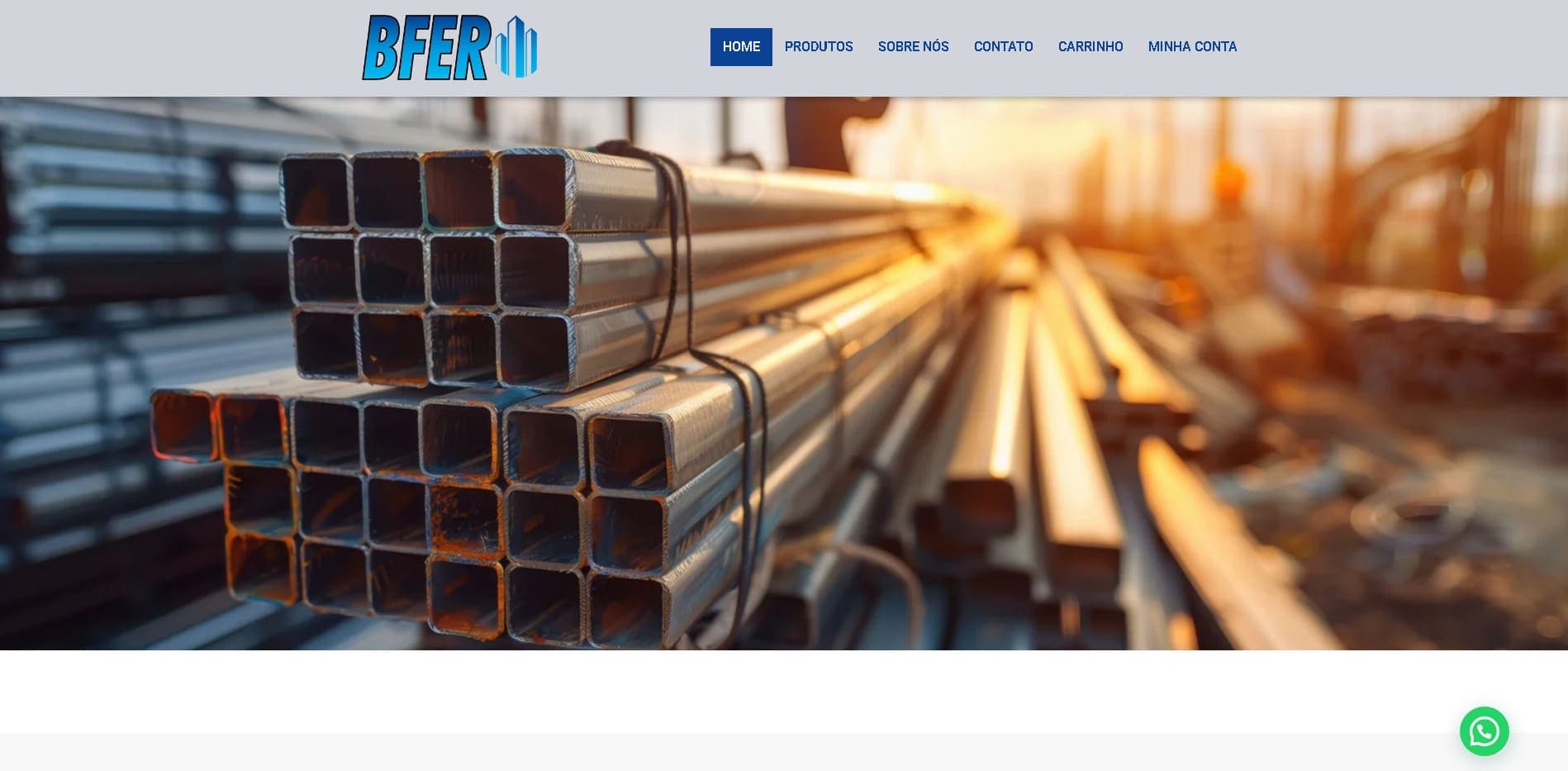 Captura de tela do projeto BFER Comércio de Ferro e Aço