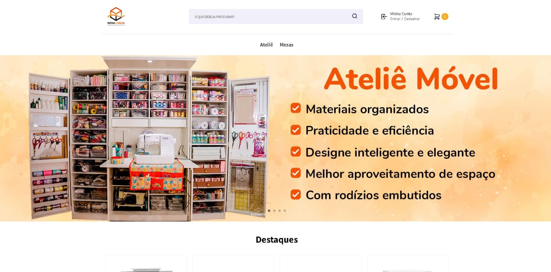 Captura de tela do projeto Nova Garcia Marcenaria
