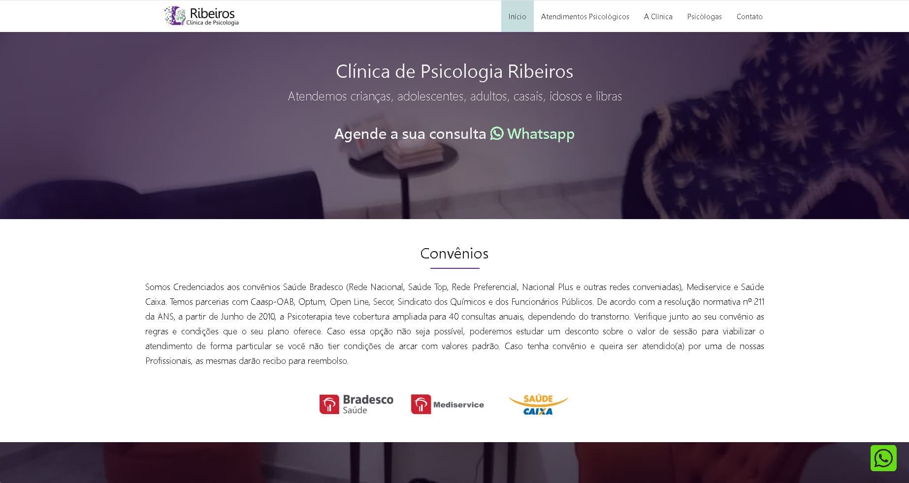 Captura de tela do projeto PsicologiaRibeiros.com.br