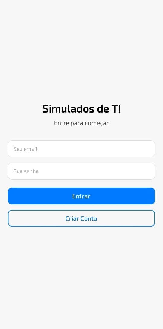 Captura de tela do projeto Simulados de TI